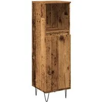 vidaXL Badezimmer-Set Badschrank Altholz-Optik 30x30x100 cm Holzwerkstoff, (1-St)