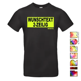 FIREFUN - T-Shirt mit Wunschtext 2 Zeilig schwarz M MIT Untertitel Vorne (Brust)