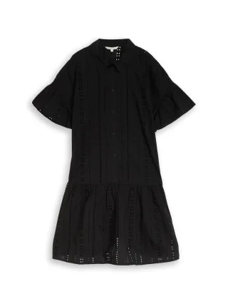 Denim Tom Tailor - Mini-Kleid mit Lockstickerei deep black - Gr. - L