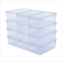 ROTHO Stapelbox 5L Kiste mit Deckel, modular für Schrank & Regal (12er-Set, 12 St., Stapelboxset), Platzsparend stapelbar, Inhalt sofort sichtbar