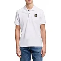 Belstaff Poloshirt Herren Retro Patch Regular Comfort Fit Baumwollpiqué Gestickter Phönix-Aufnäher, Rippkragen und bündchen