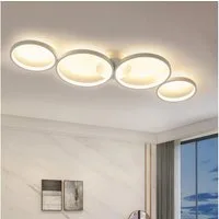 ZMH Deckenleuchte Wohnzimmer Modern 4/5 Flammig Ringoptik Design 37/70W Schlafzimmer, Augenschutz, Einfache Installtion, LED fest integriert, Warmweiß, 89cm Design Bürolampe für Flur Hotel