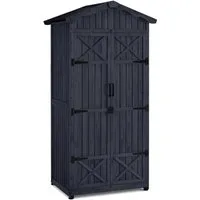 MCombo Gerätehaus M MCombo Gartenschrank Gartenhaus Holz 1165GY, Outdoor Wetterfest mi 2 Regale, mit Verschlussriegel