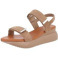Ital-Design Damen Sandalen mit breiten Riemen und flexibler Sohle Plateausandaletten (89542316) Keilabsatz/Wedge Keilsandaletten in Hellbraun