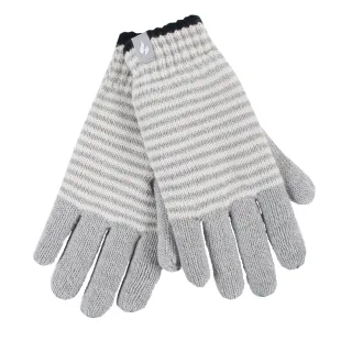 Damen Gestreifte Fleecegefütterte Strickwarme Thermohandschuhe für den Winter