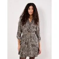 Apricot Hemdblusenkleid Ombrekleid mit Animalprint (Stoffgürtel) mit Taillengürtel