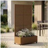 casa.pro Blumenkasten, »Nodepp« mit Sichtschutz 4 Rollen 190x82x38 cm Stahl Braun
