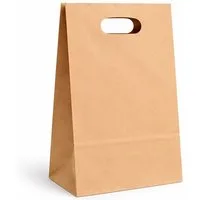 WestCraft Tragetasche Große Papiertragetaschen mit Tragegriff - Kraftpapier – stabil (Papiertüte, 500-tlg., mit Griffloch), Braune Kraftpapiertaschen für Einkauf & Take-Away, verschiedene Größen