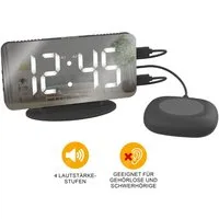 Miraval Quarzwecker Miraval Spiegelwecker mit Vibrationskissen 3 Weckmodi, Vibrationskissen, USB-C Ladeanschlüsse