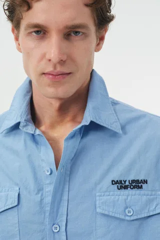 Herren Baumwoll-Poplin Hemd mit Druckmotiv
