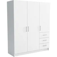Masseno Dreh-/Schwebetürenschrank PINELLO 144 cm Kleiderschrank 3 Türen und 3 Schubladen Weiß
