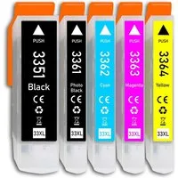 Druckerparadies 5er Multipack für Epson 33XL Tintenpatronen Set Tintenpatrone (5-tlg., für Epson XP530 XP540 XP630 XP635 XP640 XP645 XP830 XP900 XP7100)