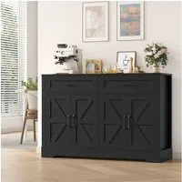 HOMECHO Buffet 120cm Küchenschrank mit 2 Schubladen 4 Türen
