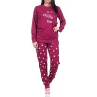 Normann Pyjama Normann Damen langarm Schlafanzug mit Bündchen in Herz Punkte Optik