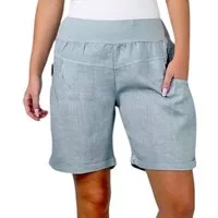 Mississhop Leinenhose 100 % Leinen Leinenshorts Bermuda kurze Hose 276