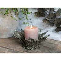 Chic Antique Kerzenständer Romantischer Kerzenhalter Metall Zink Blüten Deko Grau, Romantischer Kerzenhalter mit filigranen Blüten