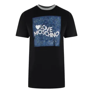 Schwarzes T-shirt Mit Paisley-print Und Logo Von Love Moschino