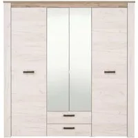 Home affaire Kleiderschrank Kent, FSC®-zertifizierter Holzwerkstoff, Made in Europe Schlafzimmerschrank mit Spiegel und Schubladen, 198,5x55,5x206,5cm