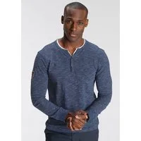 DELMAO Henleyshirt Langarm, melierte Optik, Henleykragen, aus Baumwollmischung