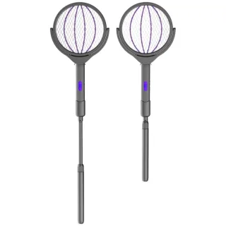 Tevorex 4 In 1 Intelligent Telescopic Electric Mosquito Swatter 360° Rotating Mesh Two-Stage Handle Type-C Mosquito Swat