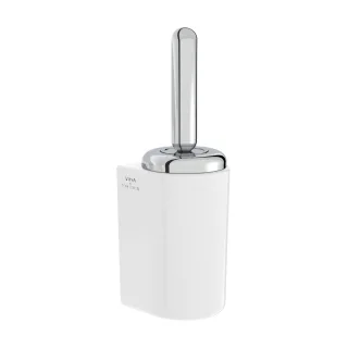 VitrA Liquid WC-Bürstengarnitur Wandmontage 13 x 42 cm Weiß Hochglanz/Chrom,A44566 A44566