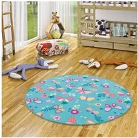 Snapstyle Kinderteppich Kinder Spiel Teppich Schmetterling Rund, Rund, Höhe: 4 mm