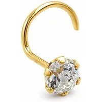 unbespielt Nasenpiercing Nasenstecker 750 Gold 18 Karat mit Zirkonia 3 mm, Goldschmuck für Damen