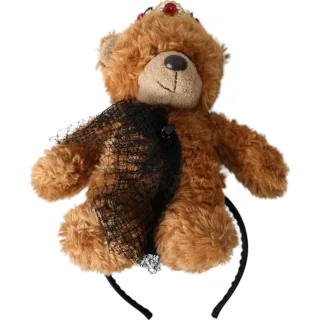 Brauner Teddybär Goldene Kristallkrone Haarband Diadem