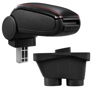 Armlehne Mittelarmlehne Leder Bezug Schwarz / Rot für Peugeot 208 ab 2012-