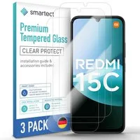 smartect Displayschutzglas 3X Schutzglas Panzerfolie Klar für Xiaomi Redmi 15C 5G / 4G für Xiaomi Redmi 15C 5G / 4G, Set, 3 Stück, Schutzfolie Glasschutz Bildschirm