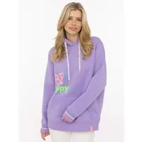 Zwillingsherz Hoodie "Be Happy!" gestreifte Bündchen, Aufdruck auf Brust, Kapuze, Kängurutasche