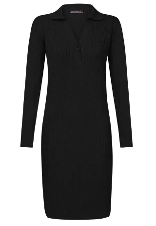 Kleid Langärmeliges Kabelstrickkleid