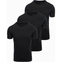 OMBRE T-Shirt Herren T-Shirt Set Baumwolle Basic Rundhals Schwarz XL (T-Shirt-Set, 1-tlg., Set) Weiches Handgefühl