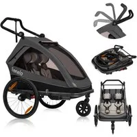 lionelo Fahrradkinderanhänger CAMA, 2in1 / SIQ / All-round-safety/ Head+/UPF 50+/60l Kofferraum