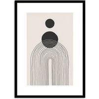 artissimo Bild mit Rahmen Gerahmtes Poster 50x70 cm / Wandbild modern / Wanddeko skandinavisch, Abstrakt & Grafik: Linien und Formen in Beige-Schwarz