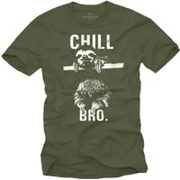 MAKAYA Print-Shirt Coole Lustige T-Shirt Sprüche Herren Jungen - Chill Bro Faultier Druck mit Druck