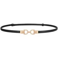 Zaewry Taillengürtel echtes Leder, schmal, Damengürtel,schmaler Taillengürtel Verstellbare goldene Schnalle, perfekt passend zu Kleidern und Jeans.