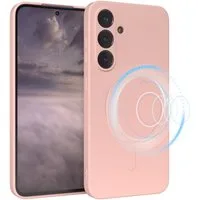 EAZY CASE Handyhülle für Samsung Galaxy S25 FE Hülle Silikon 6,7 Zoll, MagSafe Schutzhülle Silikoncover mit Kameraschutz Rosa / Altrosa