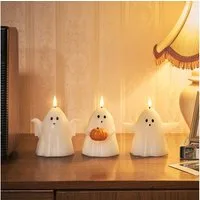 Lights4fun LED-Kerze 3er Set TruGlow® LED Kerzen Echtwachs Geister