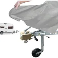 WALSER PKW-Anhänger Deichsel Haube Anhänger UV Regen Schutz Grau, Set, Abdeckplane, Abdeckung Anhängerkupplung Deichselhaube Wohnwagen Caravan Camper
