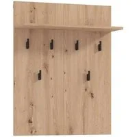 Home affaire Garderobenpaneel Landes, Garderobe mit 6 Haken und Hutablage, Wandgarderobe, mit Regal, Höhe 83 cm, in Artisan Eiche
