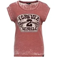 QueenKerosin Print-Shirt Forever 2 Wheels (1-tlg) im Washed-Look