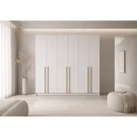 MOEBLO Drehtürenschrank Glamy 6D Wood (Moderner 6-türiger Kleiderschrank mit viel Stauraum, vier Kleiderstangen, Einlegeböden – Ideal für Schlafzimmer, Ankleidezimmer, Schrank Garderobe Drehtürenschrank - holz griffe) (BxHxT): 230 x 210 x 57 cm