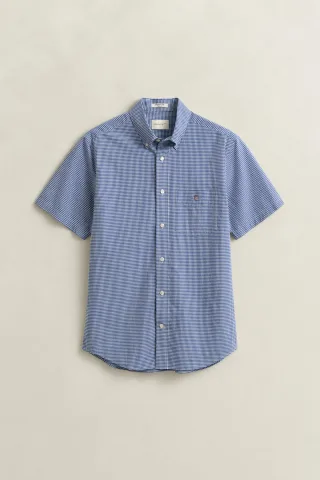 GANT - Gingham Classic Popeline Kurzarmhemd college blue - Gr. - M