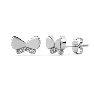 Schmetterlingsschleifen-Ohrringe - Silber und Kristall