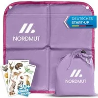 Nordmut Thermositzkissen Sitzkissen Outdoor Kinder, faltbar wetterfest, Camping, Kindergarten, Spar-Set, 1-tlg., Nordmut Ylläs + Transportbeutel + Karabiner, isolierend, wasserabweisend, ultraleicht, rutschfest, Karabinerhaken