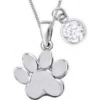 Goldene Hufeisen Kette mit Anhänger Pfote Halskette 925 Sterling Silber mit Weiss Zirkonia Kette 45cm, mit Zirkonia