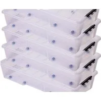 ONDIS24 Aufbewahrungsbox Unterbettbox Jolly Rollbox mit Deckel 25/35L Spielzeugkiste (5 St), transparent, stapel,- und nestbar