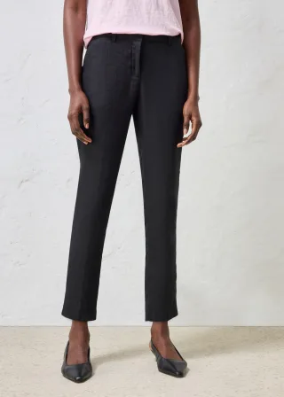 bonprix verkürzte Hose aus reinem Leinen, schwarz, Gr.52, elegante schmale Hose aus Leinen Premium Qualität, aus Leinen