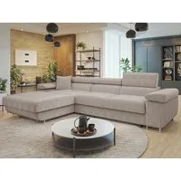 MIRJAN24 Ecksofa Torezio Mini Cord, mit Bettkasten und Schlaffunktion, Einstellbare Kopfstützen, 280x170x70-90 cm